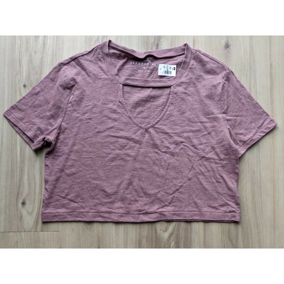 Aeropostale Choker Oversized Crop Tee Pink Womens Medium - Picture 2 of 12
